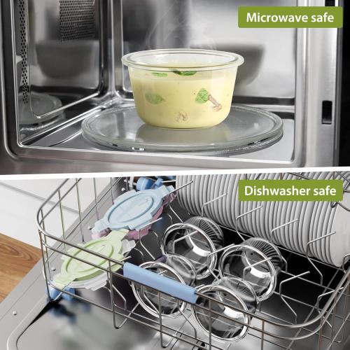 16oz Glass Meal Prep Containers, Airtight 2 Cup Glass Storage Containers with Lids, Heat-Resistant BPA-Free Borosilicate Glass Soup Container for Leftover, Microwave, Dishwasher&Freezer Safe (4 Packs)