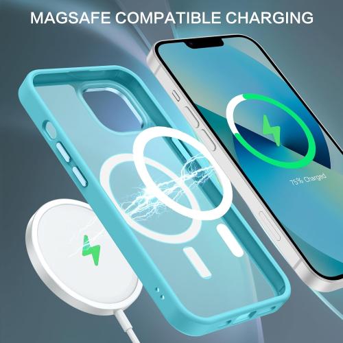 BENTOBEN Magnetic for iPhone 13 Case & iPhone 14 Case [Compatible with Magsafe] Translucent Matte Phone Case iPhone 13/14 Slim Shockproof Women Men Protective Cover for iPhone 13/14 6.1, Lake Blue