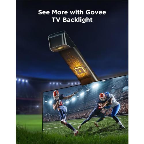 Govee TV Backlight 3 Lite with Fish-Eye Correction Function Sync to 55-65 Inch TVs, 11.8ft RGBICW Wi-Fi LED Strip Lights with Camera, 4 Colors in 1 Lamp Bead, Voice and APP Control, Adapter