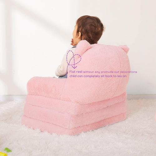Color Pink MONKISS Kids Couch, Comfy Toddler Chair, 2 in 1 Fold Out Kids Sofa to Lounger, Baby Sleeper Chair, Toddler Furniture, Birthday Gifts for Girls, 18  Months, Pink