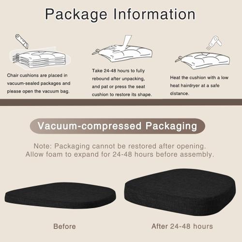 Set of 4 Color Black Chair Cushions for Dining Chairs Set of 4 Non Slip Thick Textured