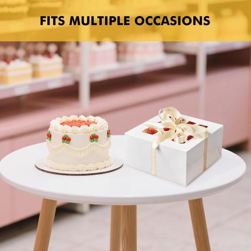 RACETOP 24pcs Cake Boxes with Window, 10x10x5 Inches White Bakery Boxes, Cookie Dessert Boxes, Pastry Box, Square Cardboard Cake Box for Cake, Birthday Party, Donuts, Wedding