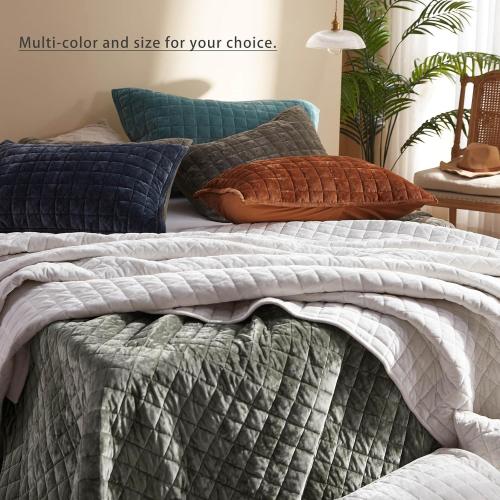 Velvet Quilt Full/Queen Size-90''x98'', Lightweight White Velvet Comforter Set with 2 Pillow Shams, Soft Bedspread Coverlet Quilted Bedding Set for All Season