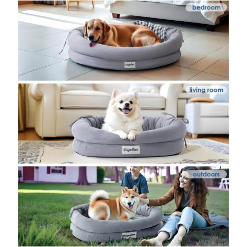 Orthopedic Dog Bed for Large Dogs, Pet Sofa Bed with Egg Crate Foam, 4-Sided Bolster, Removable Washable Cover & Anti-Slip Bottom, X-Large Gray