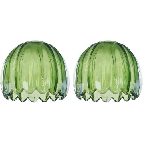 Glass Green Tulip Lamp Shades Set of 2 Small Flower Art Blown Lampshades,1.58lb,1.65 Top x 5.5 Diameter x 3.9 Height,Replacement Mini Lamp Shade for Floor Lamp Table Wall Lamp Chandelier Decor