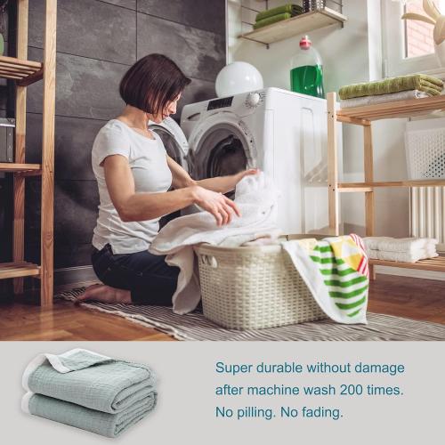 SE SOFTEXLY Cotton Muslin Blankets 4-Layer Linen Texture Blankets for Bed Couch,Thermal Blanket for Adults Lightweight Soft Breathable Throw Blanket for All Season Gauze Blanket(50x60,Sage Green)