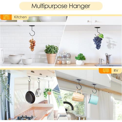 Self Adhesive Banana Hook Under Cabinet Foldable Banana Hanger | Black Metal Under Counter Banana Hook Holder to Keep Bananas Fresh Banana Holder for Kitchen RV Space Saving