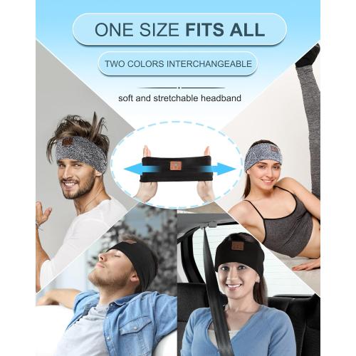 2-Pack Sleeping Headphones, Headband Headphones with Ultra-Thin HD Stereo Speaker, Bluetooth Headband for Sports, Workouts, Insomnia, Yoga, Air Travel, Meditation - Gray&Pattern Black