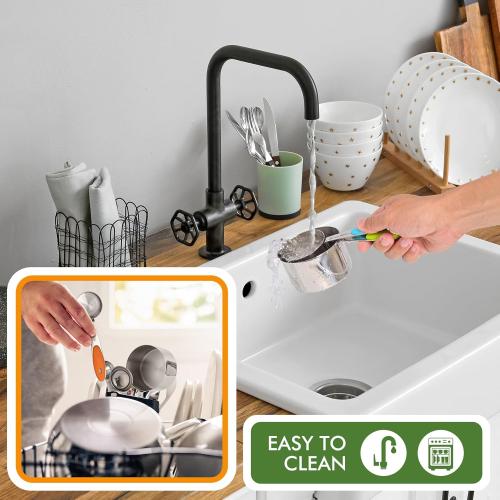 HOTEC 10-Pack Measuring Cups &Spoons Set, Kitchen Gadagets Cooking Baking, Measuring Spoons, Heavy Duty & Dishwasher Safe for Dry and Liquid Ingredients, Multicolor