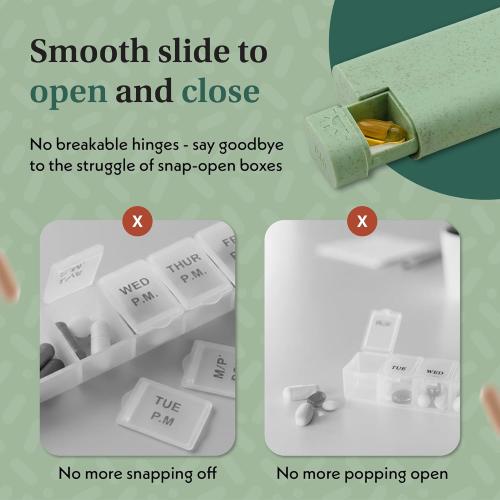 Pillar AM/PM Pill Box Organizer Two Times a Day | Aesthetic 7 Day Tablet Organizer 2 Times A Day | Beautiful Weekly Pill Box for Day and Night Medication (Soft Pink)