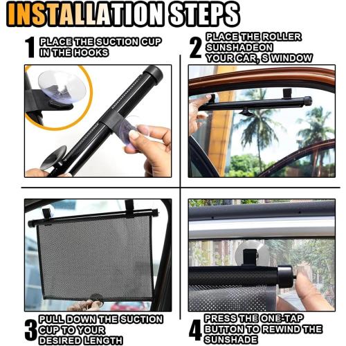2PCS Car Window Shades for Baby, 18×15 Retractable Car Shades for Side Window with Suction Cups, Blocks Heat and UV Rays Glare Protection, Baby Auto Accessories for Cars House Office Window