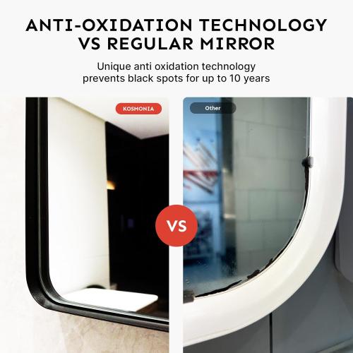 Kosmonia 20x16 Bathroom Vanity Mirror for Wall, Aluminum Framed, Farmhouse Rectangle, Anti-Rust, HD Reflection Anti-Desilvering, Distortion Free, Tempered and Shatter-Proof Wall Mounted Mirror, Black