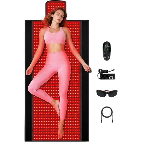 Red Light Therapy Mat, 2in1 LEDs (660nm& 850nm) Red Light Therapy Blanket, Premium Material, Adjustable Timer & Intensity