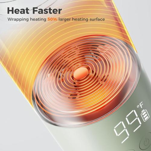 BOLOLO Portable Bottle Warmer for Travel, Super Fast Charging, Instant Breastmilk, Formula, Water, Milk Warmer with 10 Ounces Big Capacity, Baby Flask for Vehicle,car,Airplane Journey