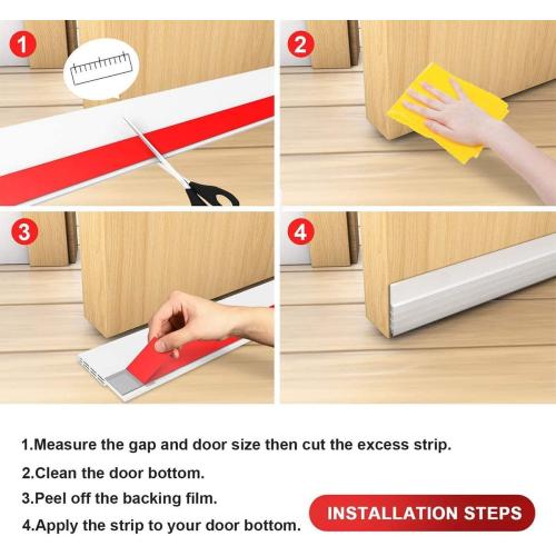 Suptikes Door Draft Stopper Under Door Sweep for Exterior & Interior Doors, Weather Stripping Door Seal, Strong Adhesive Door Sweep Soundproof Weather Stripping, 2 W x 39 L, White
