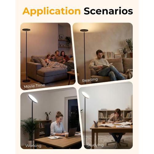 Floor Lamps for Living Room, 69 Tall LED Lamp, 2800LM Standing Lamp Remote & Foot Switch with 1H Timer, 2700-6500K Stepless Dimmable Modern Pole Light for Bedroom, Reading, Black
