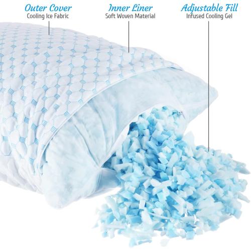 Clara Clark Cooling Pillows for Sleeping - Memory Foam Pillows - Luxury Gel Pillow with Reversible Cover Cool to Velvety - Breathable Bed Pillows for Side Sleepers - Queen - 18 x 26