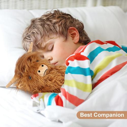 Heatable & Coolable Highland Cow Stuffed Animals Plushie, Microwavable Heating Pad for Soothing & Relaxation, Lavender Scented Cattle Plush Toys for Stress Relief, Stuffed Cow Gifts