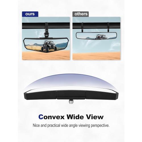 Black UTV Rear View Mirror, Adjustable Center Rearview Mirror with Aluminum Clamp Fit for Roll Bar, Compatible with Polaris RZR, Pioneer, Talon, Can Am X3, Kawasaki, CFMOTO