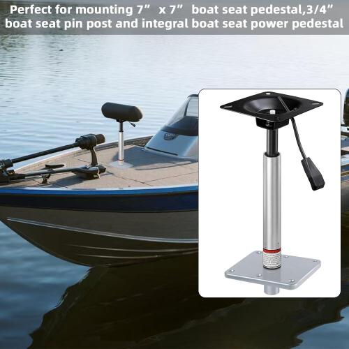 Adjustable Boat Seat Pedestal Base Mount Kit with Lock in 3/4 Boat Seat Pin Post&Marine Power Pedestal Mount Base for Marine Fishing Bass Chair,Post Adjustable Height 18 to 24 Inches