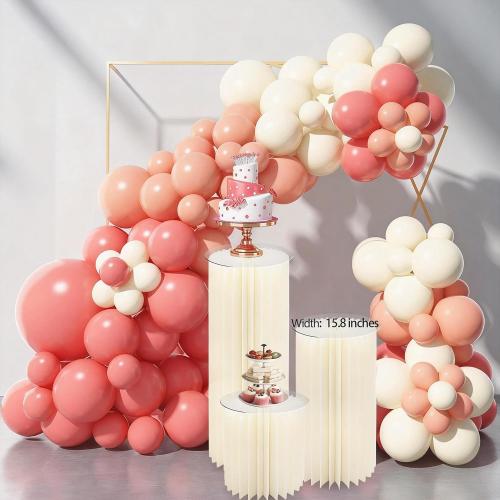 magalo Cylinder Stands for Party 3PCS Foldable Cardboard Columns Round Display Pedestal Stand Cylinder Tables for Wedding Birthday Baby Shower Dessert Cake Decoration-Cream White