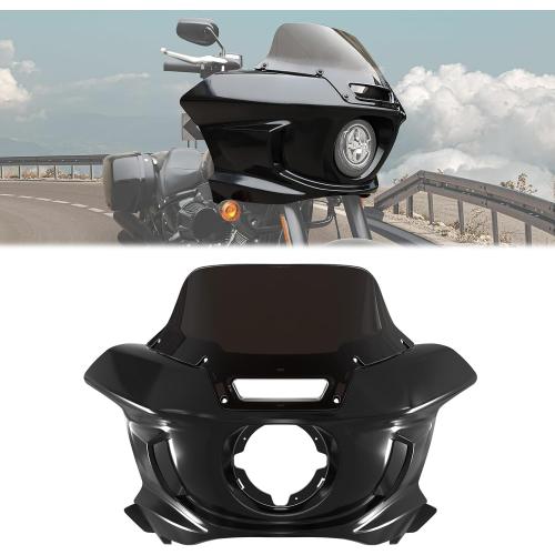 Headlight Fairing   Smoked 7 Windshield for Low Rider, Upper Outer Fairing w/Bracket Support Mount Kit For Harley Low Rider ST FXLRST 2022-2025, Low Rider El Diablo FXRST 2022 (Black)