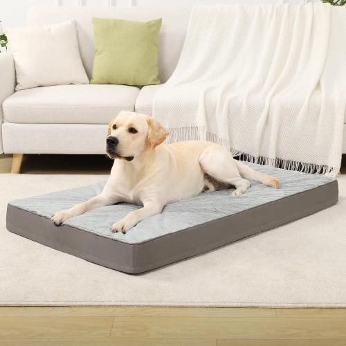 KSIIA Orthopedic Dog Bed Waterproof Dog Crate Bed for Extra Large Dogs deluxe Plush Washable with Egg Crate Foam & Removable Cover, Inch, Gray