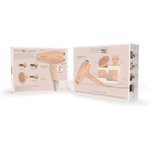 Conair Infiniti Pro Hair Dryer with Diffuser plus 3 Other Attachments | Performa Series Hair Dryer | Blow Dryer with Professional Performance Motor | Blush Pink