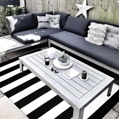 Size Large Color Black and White Area Rug  Striped Front Door Mat Front Porch Rug Hand-Woven Machine Washable Indoor/Outdoor Layered Door Mats for Entryway/Bedroom/Outdoor