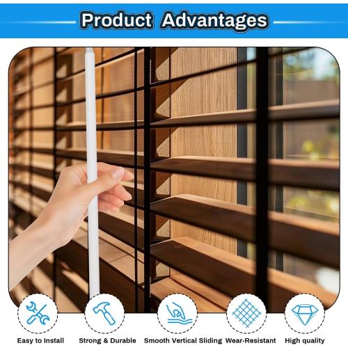 2 Pack 35 Blind Wand Replacement, White Tilt Wand with Hook and Grip for Vertical Blinds, Mini Blind Rod Stick Replacement for Window Curtains & Cordless Shades