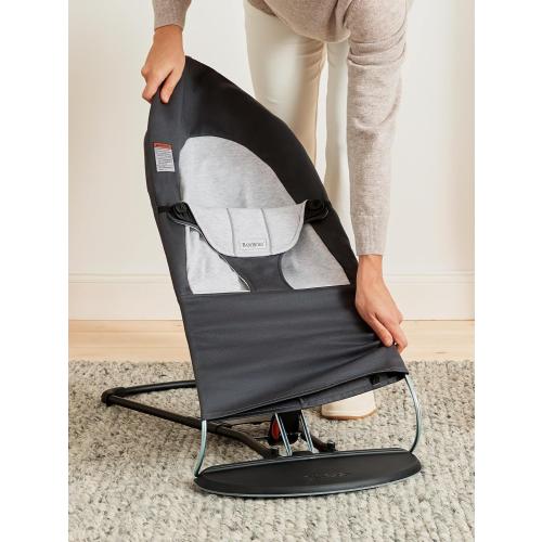 BabyBjörn Bouncer Balance Soft, Woven/Jersey, Dark Gray/Gray | 2-in-1 Adjustable Baby Bouncer Seat and Toddler Chair, Newborn to Toddler (8-29 lbs), 4 Positions, Lightweight & Portable