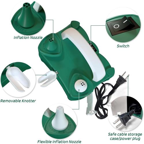 Electric Balloon Pump for Party Decorations – Portable Inflator, Auto Shutoff, Balloon Air Pump Dual Nozzle Rose Red 110V 600W