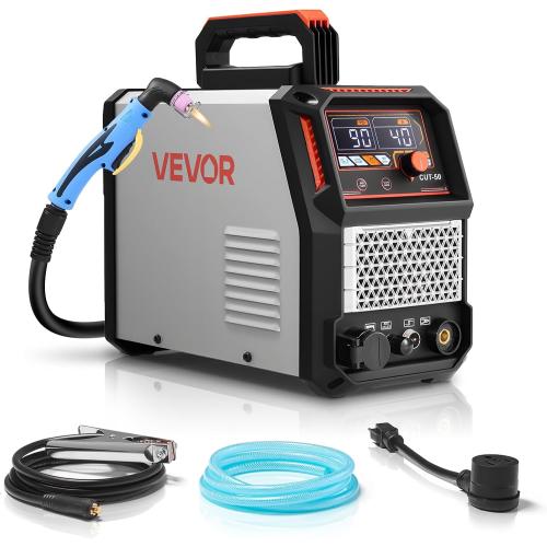 VEVOR Plasma Cutter, 50A Non-Touch Pilot Arc Plasma Cutting Machine, 110V/220V Dual Voltage Digital Display IGBT Inverter - with 2T/4T Function & Adjustable PA/PT Time for Home Repairs, Workshops