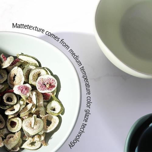 Notakia Salad Decorative Bowls Lotus Shaped Pasta Bowls Dishwasher Safe, Unique Angled Ceramic Bowls for Salad, Pasta, Soup, Rice, Prep, Ideal for Restaurant (Green)