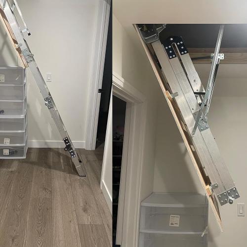 2 Pcs Attic Ladder Hinge Pull Down Stair Parts Suitable for Restoring Old Loft, DIY Ladder (Black)