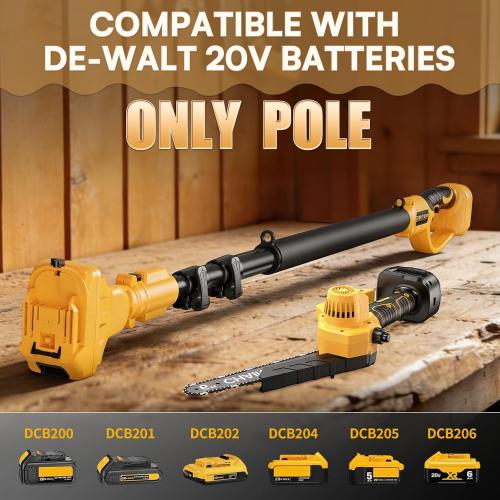 Mini Chainsaw Cordless Extension Pole Compatible with Dewalt 20V Battery(Tool Only), 4.2-8.2FT Adjustable Telescopic Pole with 180°Rotating Head, Extension Pole with Shoulder Strap