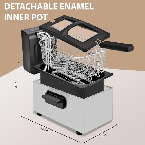 Pukomc Deep Fryer 3L Capacity,1500W Oil Fryer with Adjustable Temperature