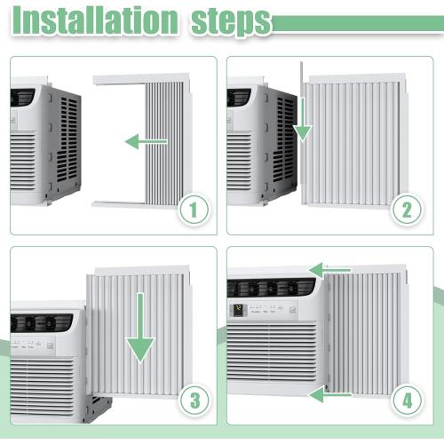 Window AC Side Panels with Frame Set,Air Conditioner Accordion Filler Curtain Replacement for Window AC Units,Fits Most 8,000 BTU Units,White,2 Pack