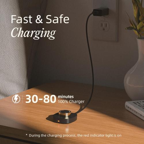 Compatible with O-ra Gen3 Charger Size 9, Fast and Safe Charging Dock with USB-C Cable, Travel-Friendly Design for Smart Ring (Black)