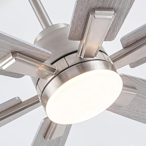 OURSTAR Ceiling Fans with Lights and Remote Control, Brushed Nickel Ceiling Fan with Light 3-Color Dimmable, Memory for Lighting and Fan Reversible, 6-Speed, Timer, Indoor/Outdoor Use, 52 Inch