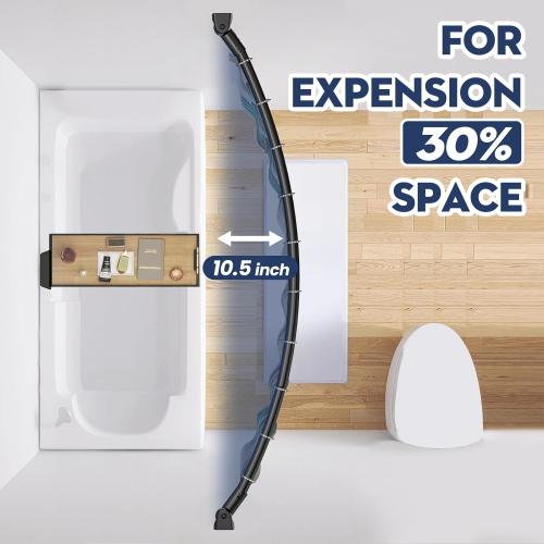 Black Curved Shower Curtain Rod 33-78 Inches Adjustable Splicing Design Need To Drill Shower Rods Curved Round Bowed Rust proof, Premium Stainless Steel Shower Curtain Rod for Bathroom, Bathtub, Stall