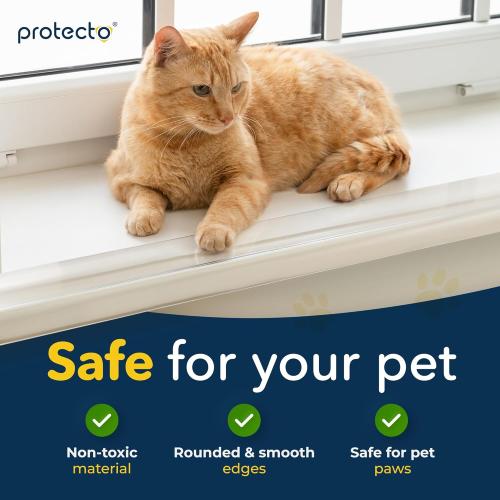 PROTECTO Window Sill Protector from Dogs 35.5 x 2.25 Clear Window Guards from Cats Scratching, Chewing & Clawing | Keep Your Sills Smooth & Paws Safe | Ultra Strong Window Sill Cover Protection