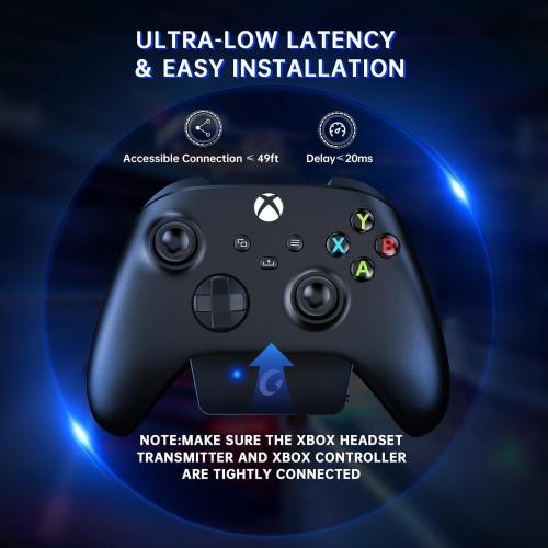 Black RYR Wireless Gaming Headset for Xbox Series X|S, Xbox One, PC, PS4/5, Mac, Switch, Mobile, 3D Surround Sound, Bluetooth 5.3, 60H Battery, Gaming Headphones with Detachable Noise Canceling Mic-Black