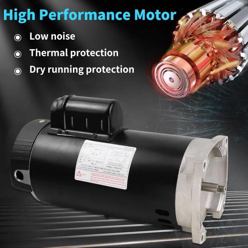 B2854 Pool Pump Motor,1.5HP pool pump motor, 3450 RPM, 56Y Frame,115V/230V PSC Motor w/1.1 Service Factor,Compatible with Century, Smith & Major Pool/SPA Systems,Square Flange Pool Motor