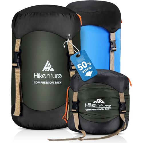 Hikenture Sleeping Bag Stuff Sack, Anti-Tear Ultralight Compression Sack | Water-Resistant Sleeping Bag Storage Sack, 10L/14L/20L/30L/45L Sleeping Bag Cover, Save 50% of Storage Space