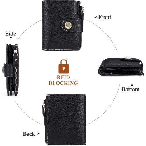 Falan Mule Wallet for Women - Genuine Leather, Compact, RFID Blocking, Bifold Wallet