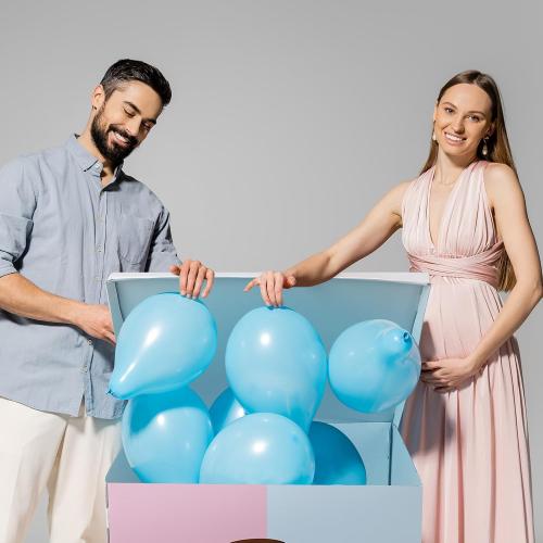 AmazingSpark 28in Giant Gender Reveal Gift Box with Lid Kit Oversized Gender Reveal Balloon Box Large Pull Bows for Baby Shower Birthday Party Decor(Boy or Girl 2)
