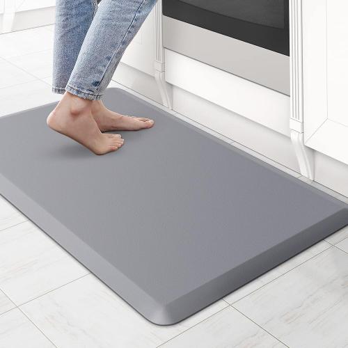 KitchenClouds Kitchen Mat Cushioned Anti Fatigue Rug 17.3x28 Waterproof Non Slip Standing Desk Mat Comfort Floor Mats for Kitchen House Sink Office (Grey)