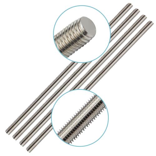 304 Stainless Steel 3/8-16 Fully Threaded Rod, 4 Pieces 47 Length Long Threaded Rods