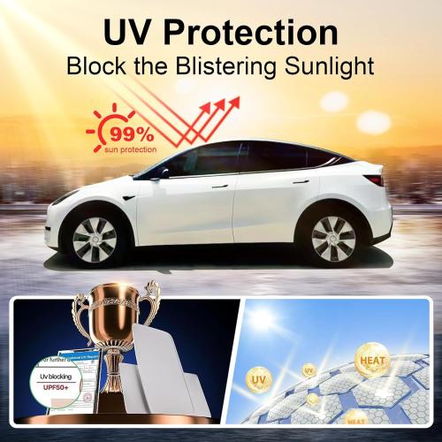 Roof Sunshade for 2025 2026 Tesla Model Y Juniper[Flush-Fit & Rigid-Support] Insulation UV Rays Protection, Sunroof Shade & Sunshade Roof for Tesla Model Y Juniper Accessories 2025 2026(Black)